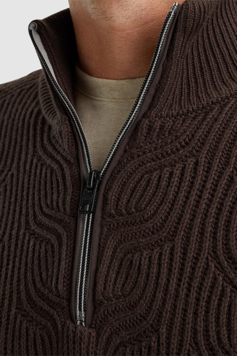 Vanguard half zip collar cotton blend wool